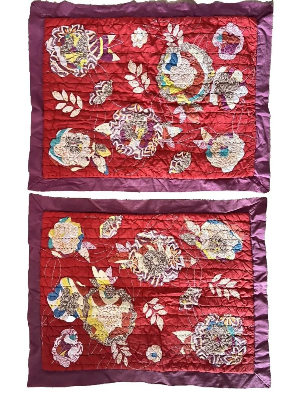 Style & Co Quilted Pillow Shams Standard 100% Cotton BOHO Purple Red Cottagecore
